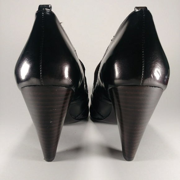 Anthropologie Ruby & Bloom Wingtip Brogue Oxford Heeled Glossy Loafer 7.5 - Picture 7 of 8